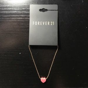 F21 Gold Chain Bracelet with Coral Heart Charm